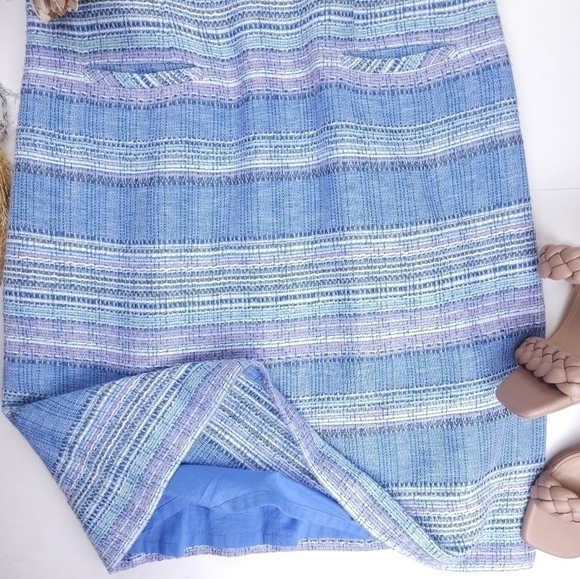 Talbots Blue Striped Tweed Shift Dress Sz 8 - Picture 3 of 15